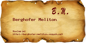 Berghofer Meliton névjegykártya